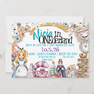 Convites Primeiro Aniversário do Tema OneDerland Wonderland