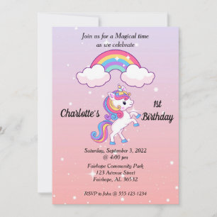 Convites Primeiro aniversario do Unicorn Sparkle