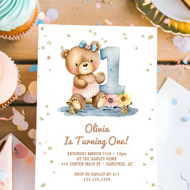 Convites Primeiro aniversario do Urso de Teddy Boho