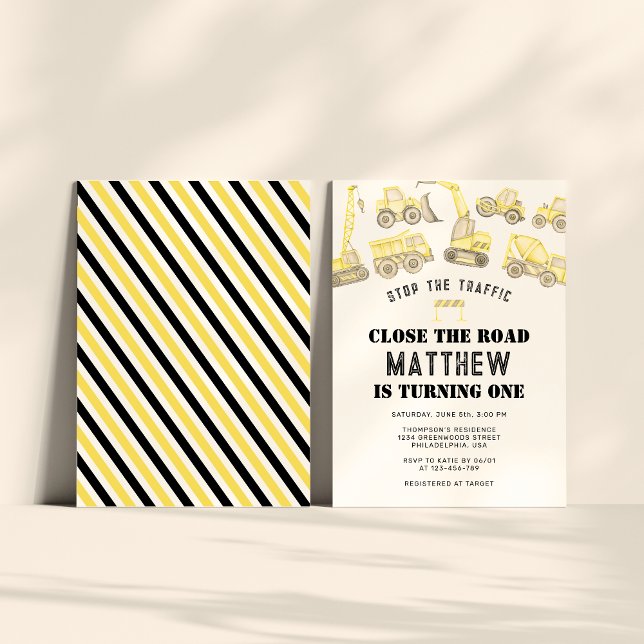 Convites Primeiro Aniversário do Veículo de Construção em C (Criador carregado)