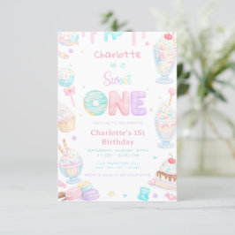 Convites Primeiro Aniversário Doce Um Festa Pastel
