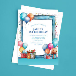 Convites Primeiro aniversario dos Balões de Aquarela