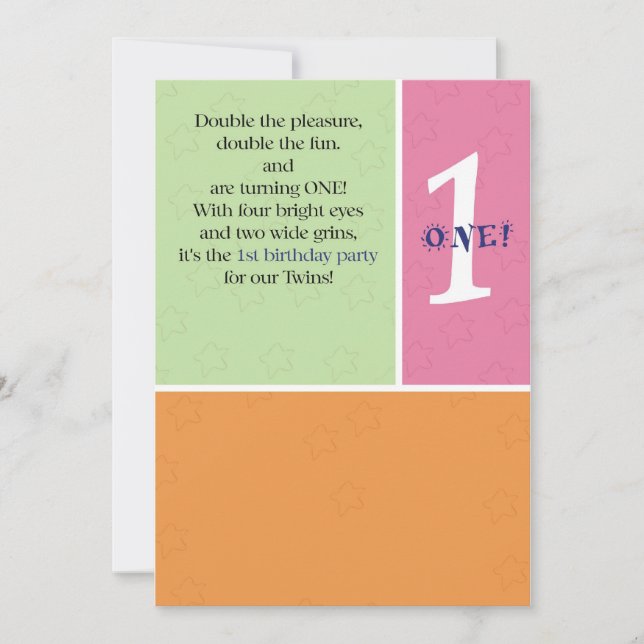 Convites Primeiro aniversário dos gêmeos (Frente)