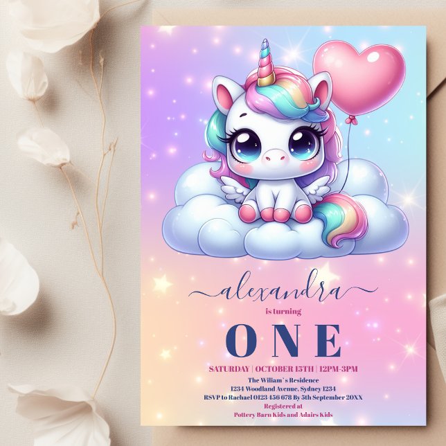 Convites Primeiro aniversario Dourado do Unicorn Rainbow Sp (Criador carregado)