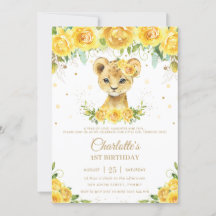 Primeiro aniversario Dourado Floral Amarelo-Leão-L