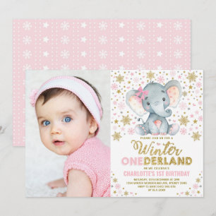 Convites Primeiro aniversario Dourado Inverno de Onederland