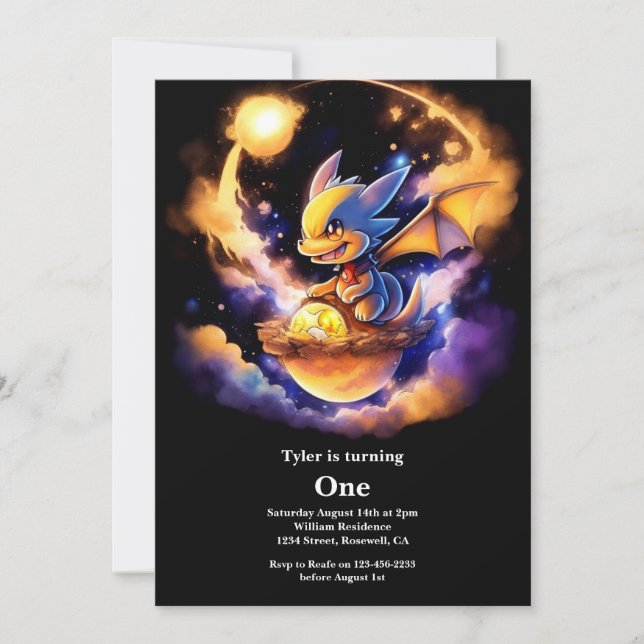 Convites Primeiro aniversario Dragon (Frente)