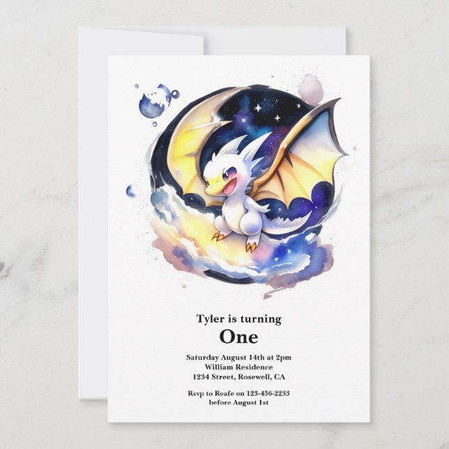 Convites Primeiro aniversario Dragon (Frente)