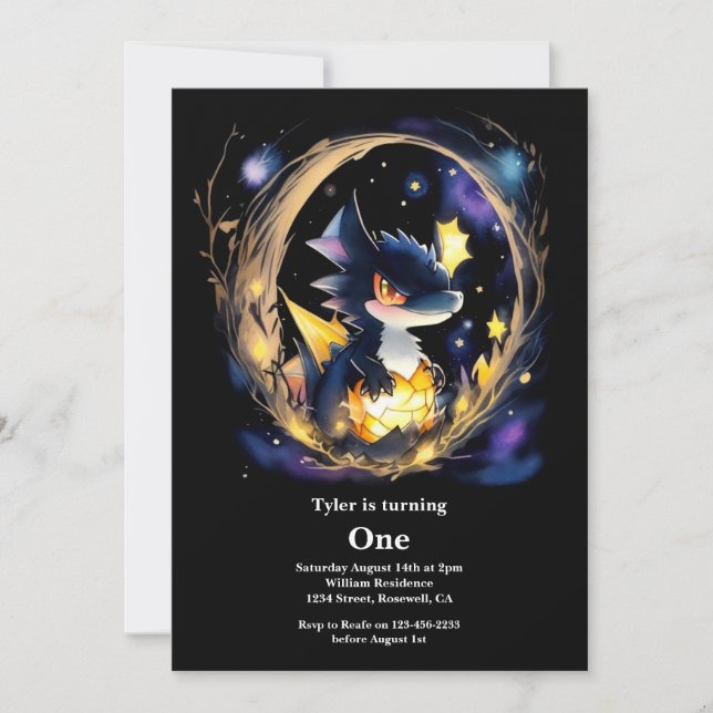 Convites Primeiro aniversario Dragon (Frente)