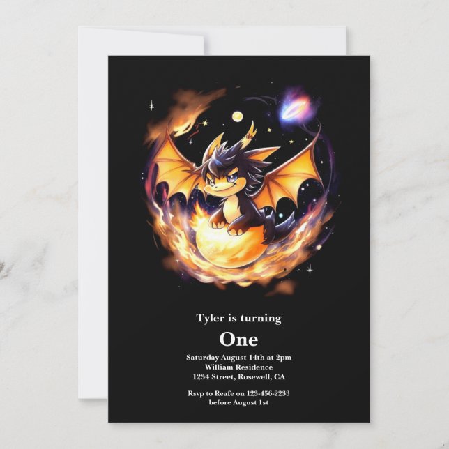 Convites Primeiro aniversario Dragon (Frente)