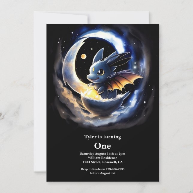 Convites Primeiro aniversario Dragon (Frente)