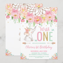 Primeiro aniversario Elefante Selvagem Boho Rosa F