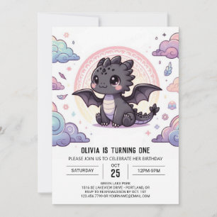 Convites Primeiro aniversario Elegante Whimsical