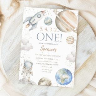 Convites Primeiro aniversario espacial externo Primeira via