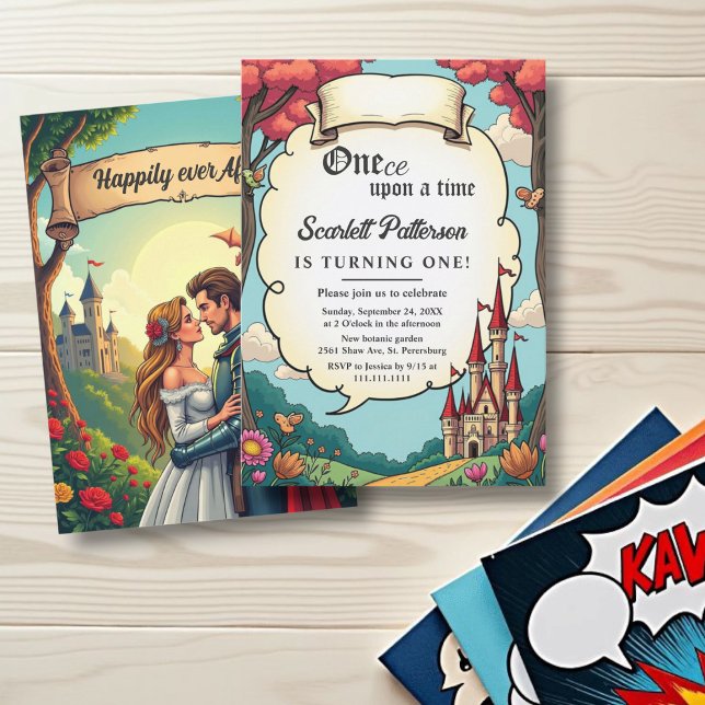 Convites Primeiro aniversario Fairytale do Castelo da Flore (Criador carregado)