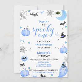 Convites Primeiro aniversario fantasma azul Spooky