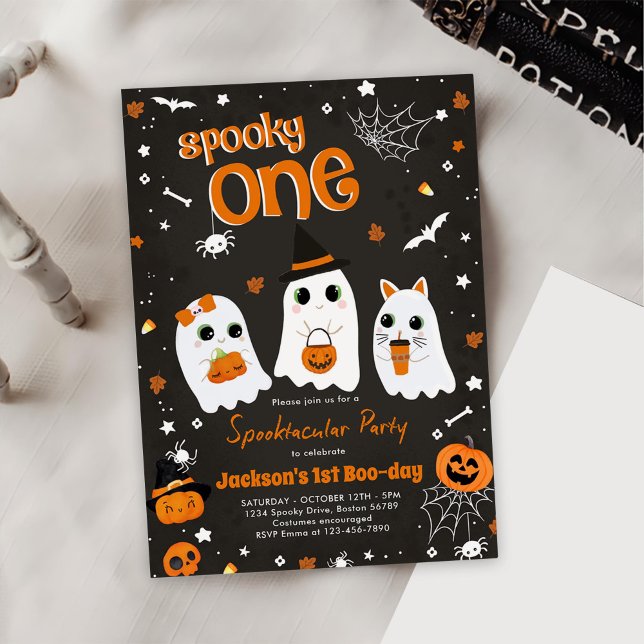 Convites Primeiro aniversario Fantasma Feliz de Halloween (Criador carregado)