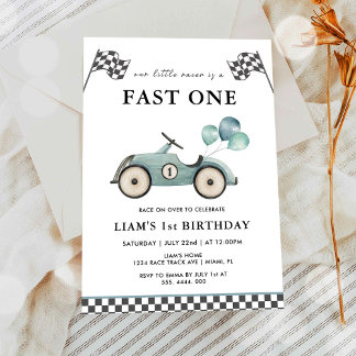 Convites Primeiro aniversario Fast One Race Car Boys