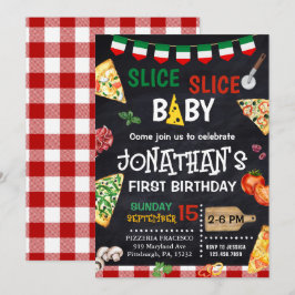 Convites Primeiro aniversario Fatia Fatia de Pizza Bebê