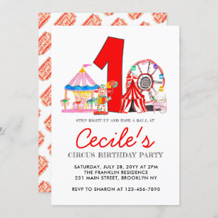 Convites Primeiro aniversario Feira de Festa de Circo do Ca