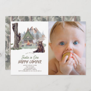 Convites Primeiro aniversario Feliz Camper Mountain Bears B