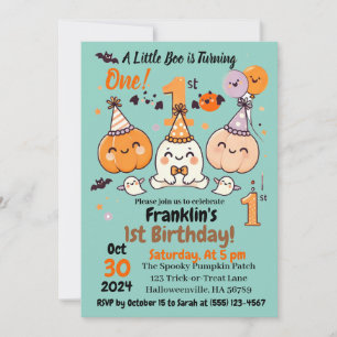 Convites Primeiro Aniversário Festa de Halloween Abóbora Fa