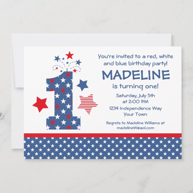 Convites primeiro aniversario Firecracker (Frente)