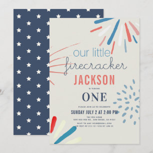 Convites Primeiro aniversario Firecracker 4 de julho do Fir