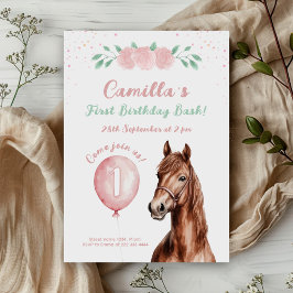 Convites Primeiro aniversario Floral Cavalo Gentil
