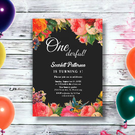 Convites Primeiro aniversario Floral Colorido Jardim Botâni