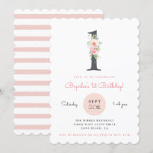 Primeiro aniversario Floral Cor-de-rosa