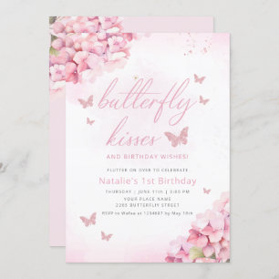 Convites Primeiro aniversario Floral de Cor de Água Cor Ros