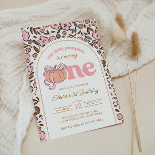 Convites Primeiro aniversario Floral de Queda de Bompkin
