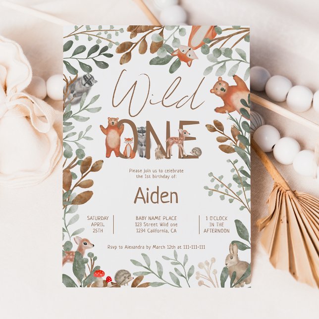 Convites Primeiro aniversario florestal de espécies verdes  (Criador carregado)