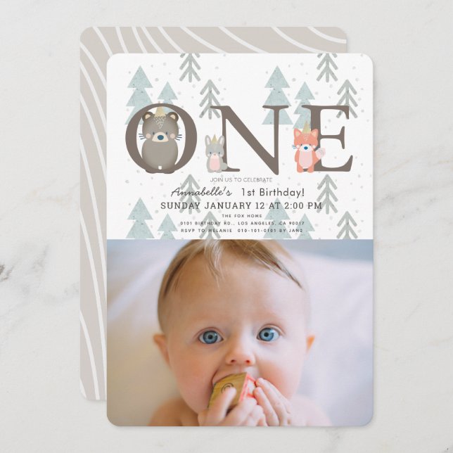 Convites Primeiro aniversario Fotográfico de Animais da Flo (Frente/Verso)