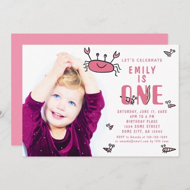 Convites Primeiro aniversario Fotográfico de Meninas de Car (Frente/Verso)