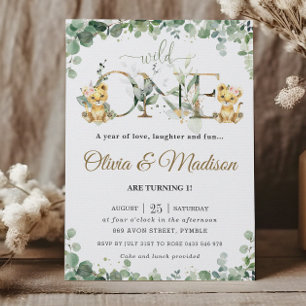 Convites Primeiro aniversario Geminado de Leões Cachorros C