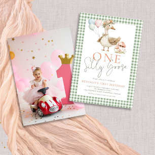 Convites Primeiro aniversario Gingham de Fotografia Gingham