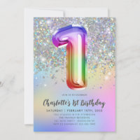Primeiro aniversario Glam Rainbow Glitter Foil Pas