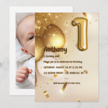Primeiro aniversario Gold Foil Balloon e Confetti