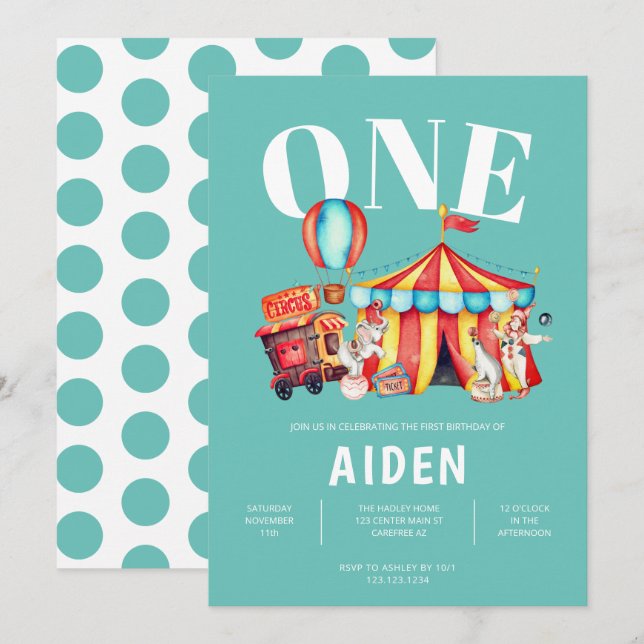 Convites Primeiro aniversario Grande Aqua Superior do Circo (Frente/Verso)