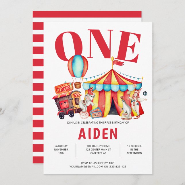 Convites Primeiro aniversario Grande do Circo (Frente/Verso)