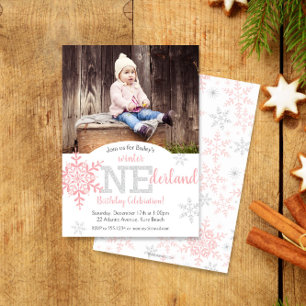 Convites primeiro aniversario Inverno ONEderland Pink Silve