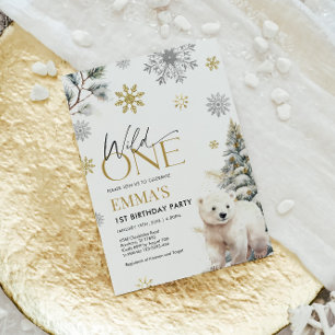 Convites primeiro aniversario Invitation Bear, Selvagem Um 