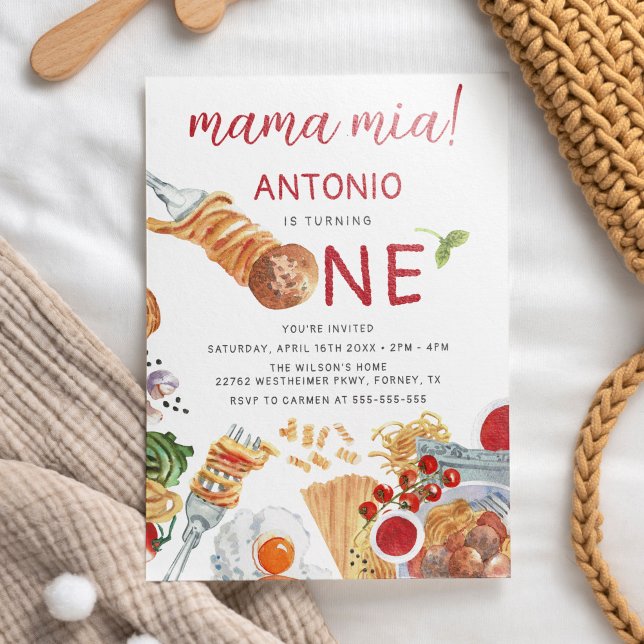 Convites Primeiro aniversario Italiano de Aquarela (Criador carregado)