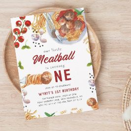 Convites Primeiro aniversario Italiano De Meatball Em Aquar