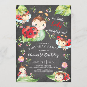 Convites Primeiro aniversario Lady Ladybug do Chalkboard