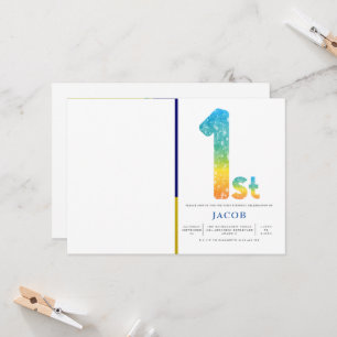 Convites Primeiro aniversario Laranja Amarelo Azul Foto