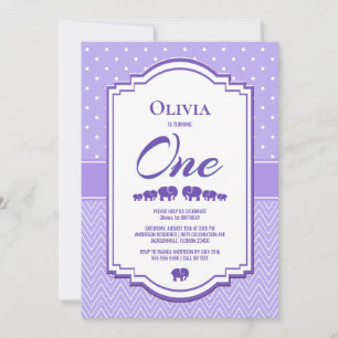 Convites primeiro aniversario Lavanda Tiras do diafragma do