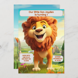 Convites primeiro aniversario Lion Personalizado Kids Idade